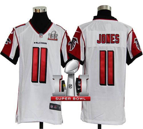 Nike Falcons #11 Julio Jones White Super Bowl LI 51 Youth Stitched NFL Elite Jersey